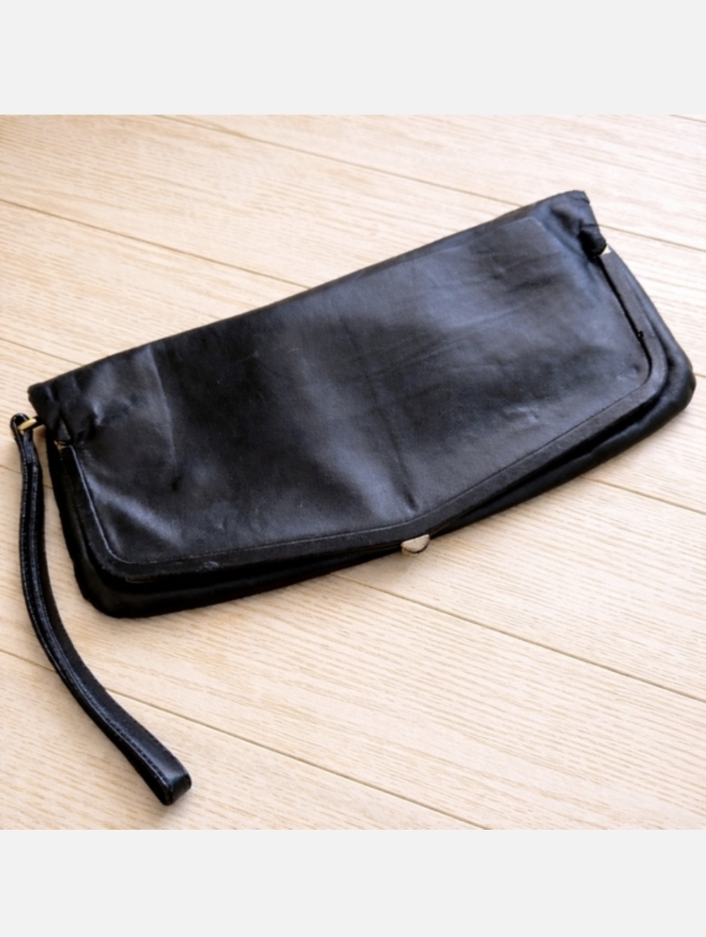 Leather HOBO Navy Clutch Architectural Wristlet Large